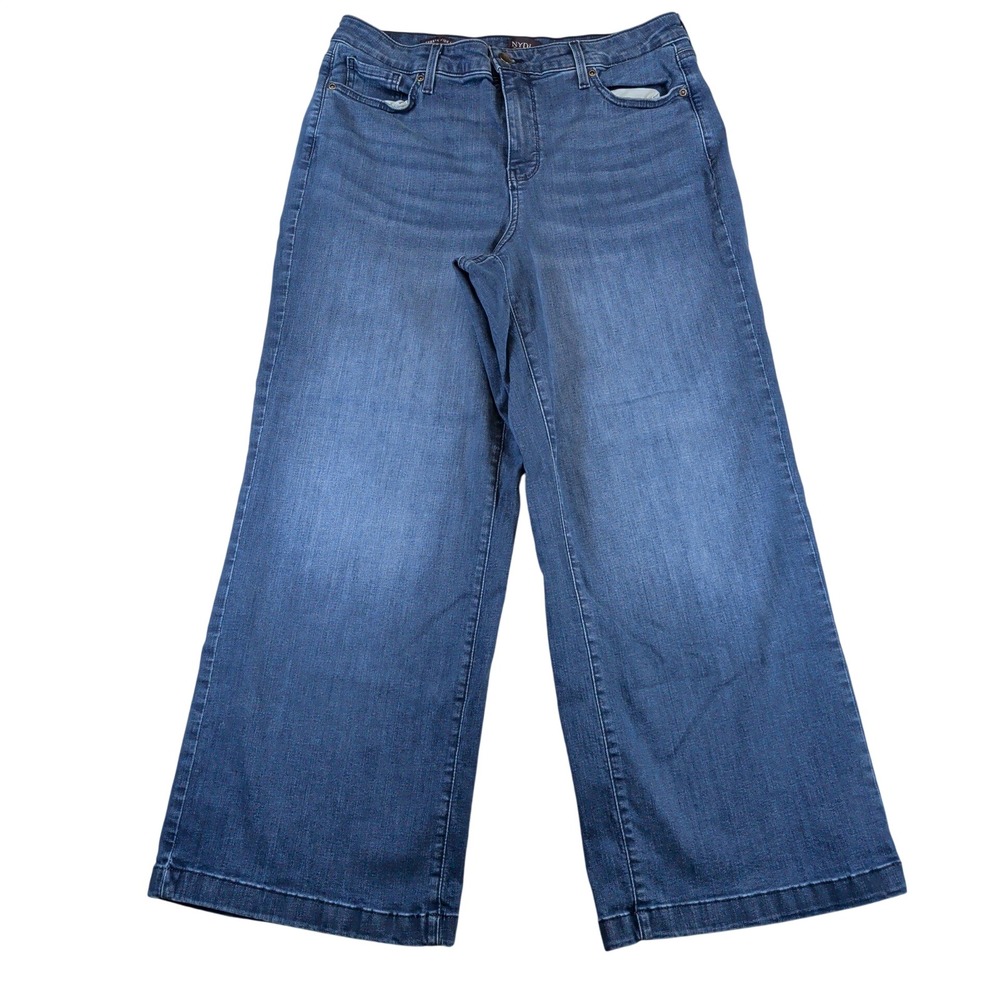 NYDJ Teresa Wide Leg Jeans Mission Blue Lift Tuck High Rise MPXAKA3014 Womens 10